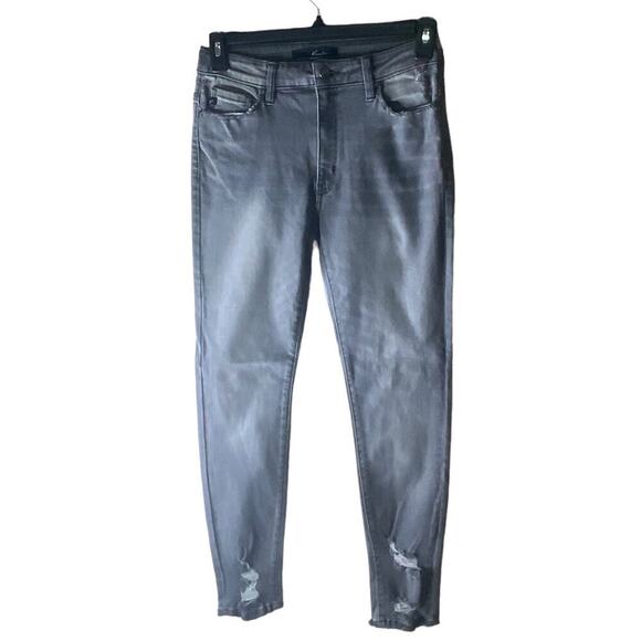 Kancan Jeans Womens 9 Distressed Mid Rise Skinny Charcoal Wash Streetwear Denim - Picture 7 of 12